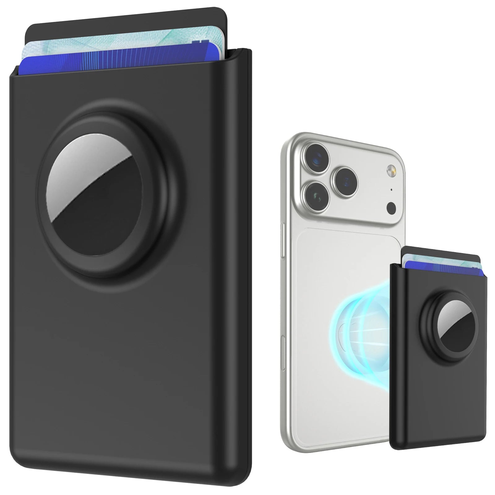 Magnetic Wallet with Anti-Loss Tracking Slot Compatible with AirTag Holder for iPhone 12-17Series Phone Magnetic Card Holder