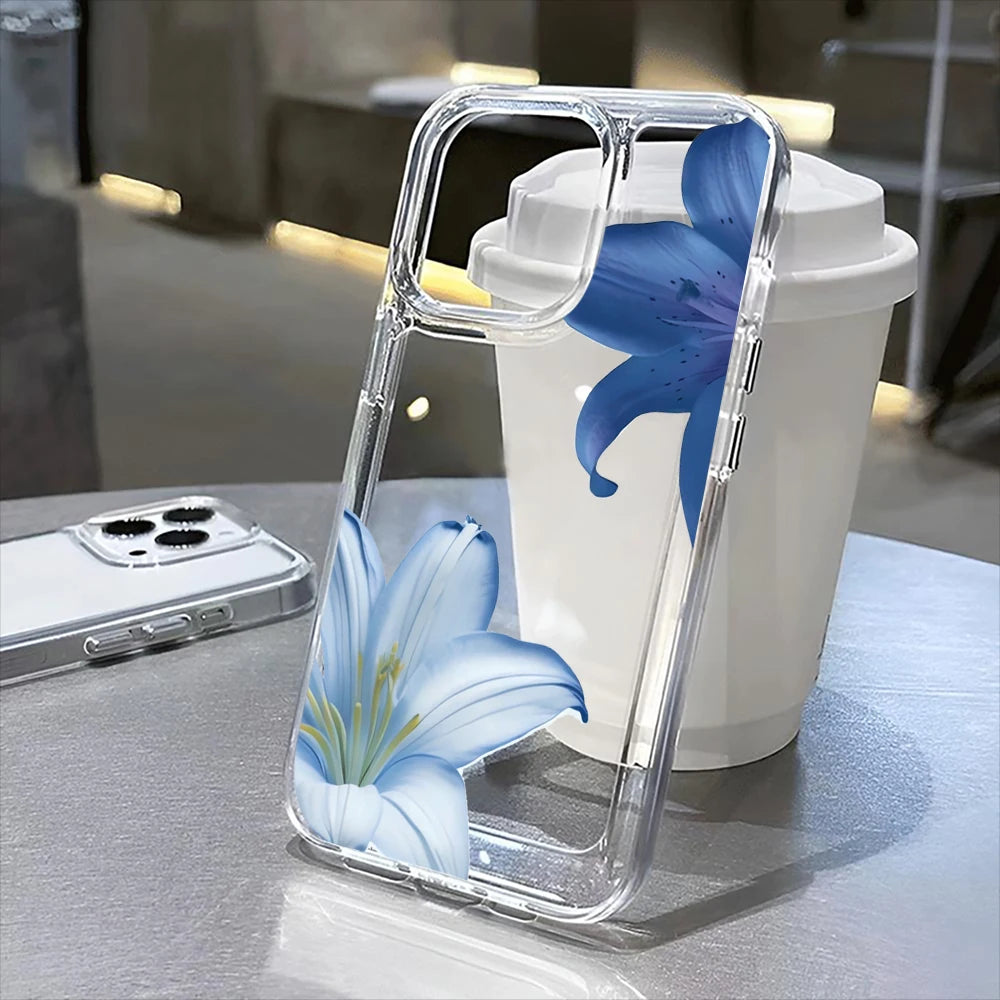 flowers pattern  transparent phone case,suitable for iPhone 17, 17Pro, 17Pro Max, 17Air,16Plus to 11, 12, 13, 14, 15 ,16 series