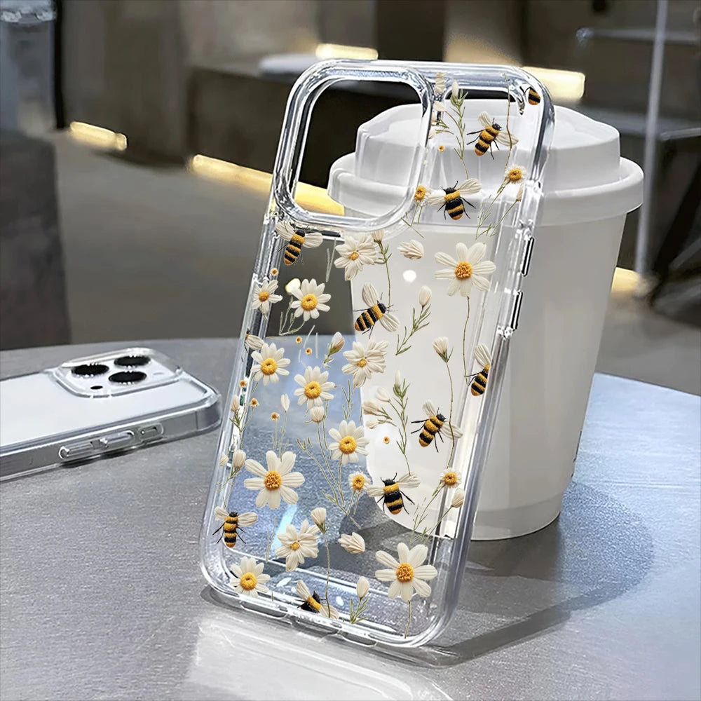 flowers pattern  transparent phone case,suitable for iPhone 17, 17Pro, 17Pro Max, 17Air,16Plus to 11, 12, 13, 14, 15 ,16 series