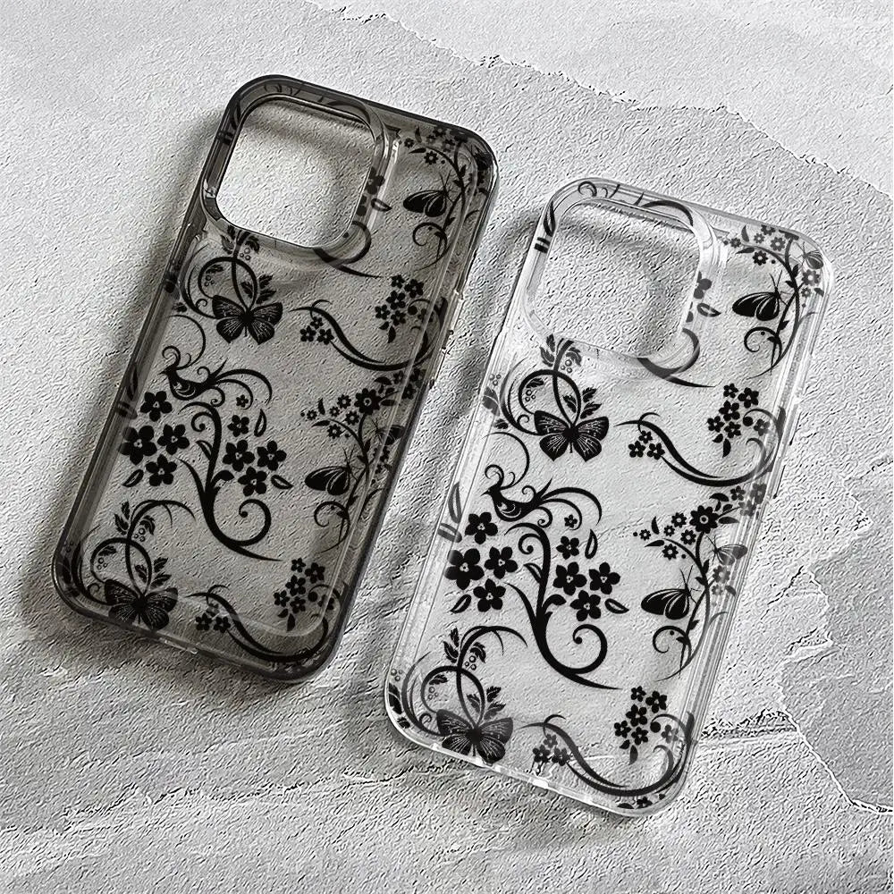 flowers pattern  transparent phone case,suitable for iPhone 17, 17Pro, 17Pro Max, 17Air,16Plus to 11, 12, 13, 14, 15 ,16 series
