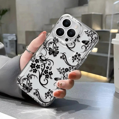 flowers pattern  transparent phone case,suitable for iPhone 17, 17Pro, 17Pro Max, 17Air,16Plus to 11, 12, 13, 14, 15 ,16 series