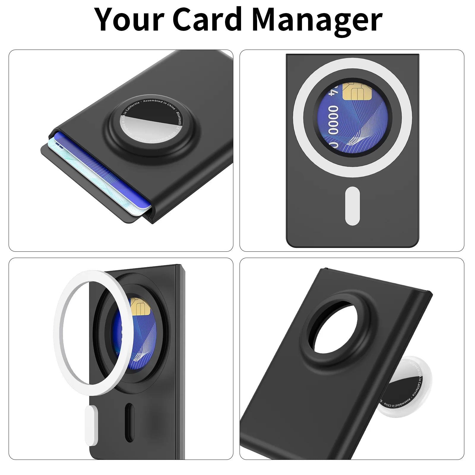 Magnetic Wallet with Anti-Loss Tracking Slot Compatible with AirTag Holder for iPhone 12-17Series Phone Magnetic Card Holder