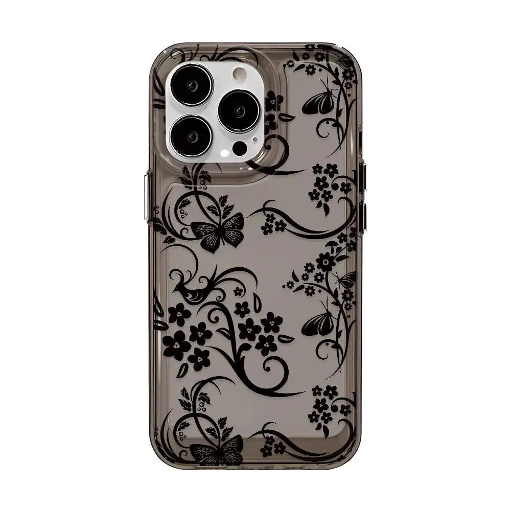 flowers pattern  transparent phone case,suitable for iPhone 17, 17Pro, 17Pro Max, 17Air,16Plus to 11, 12, 13, 14, 15 ,16 series