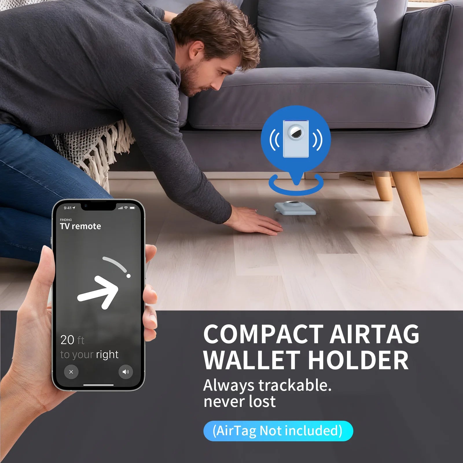 Magnetic Wallet with Anti-Loss Tracking Slot Compatible with AirTag Holder for iPhone 12-17Series Phone Magnetic Card Holder